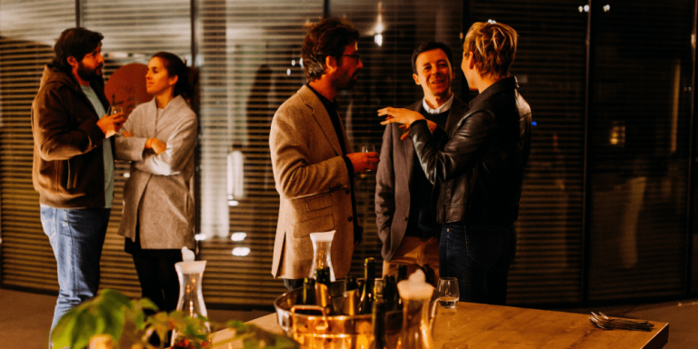 Delicate balance of human and manager at the office Christmas party